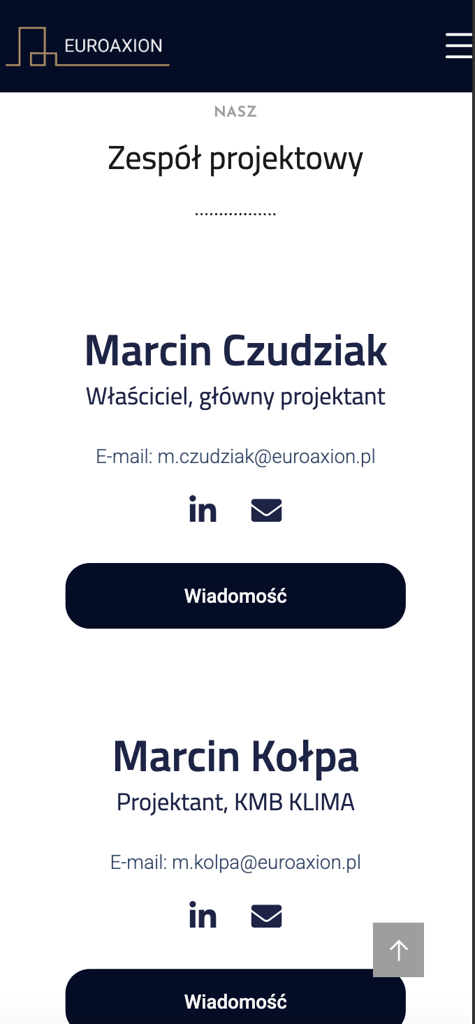 Widok mobilny strony EuroAxion